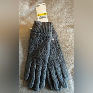 Michael Kors MK Quilted Gloves, M, Gray